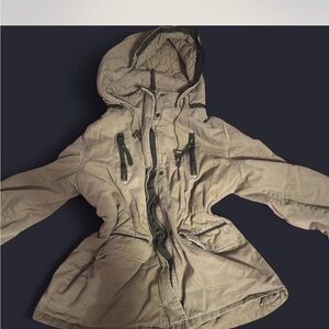 Thread & Supply Beige Utility Jacket with Hood